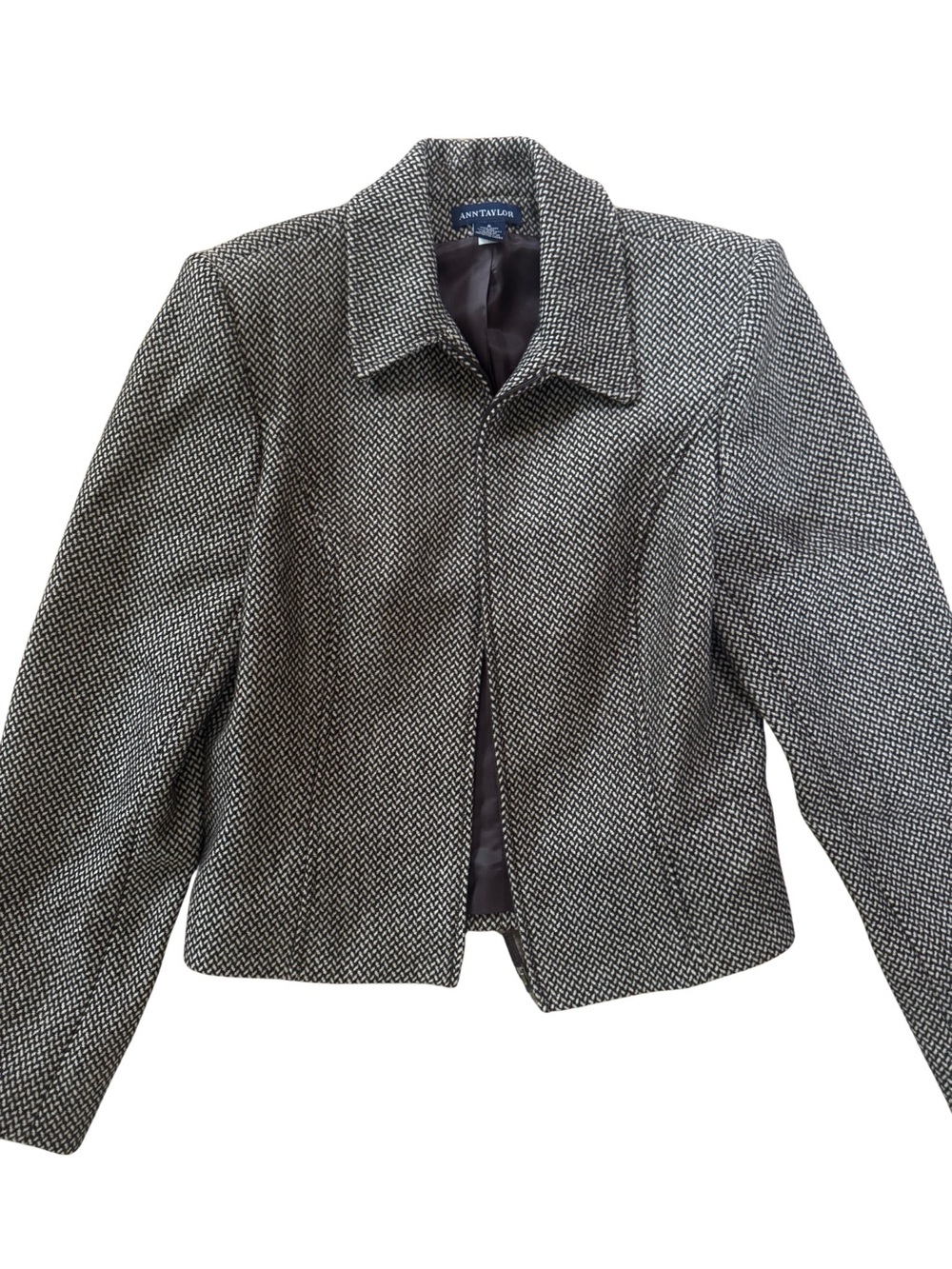 Ann Taylor Black & White Tweed Blazer Jacket
